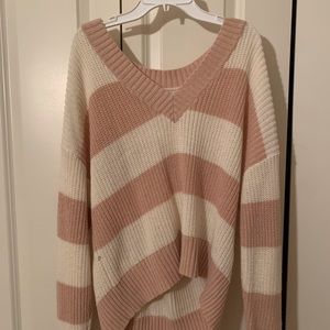 Pink and white stripped American eagle sweater